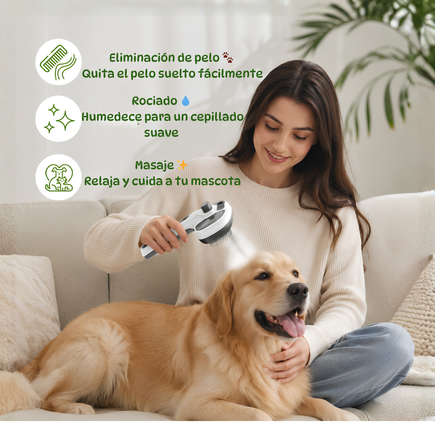 Cepillo de vapor 5 en 1 para perro y gato.