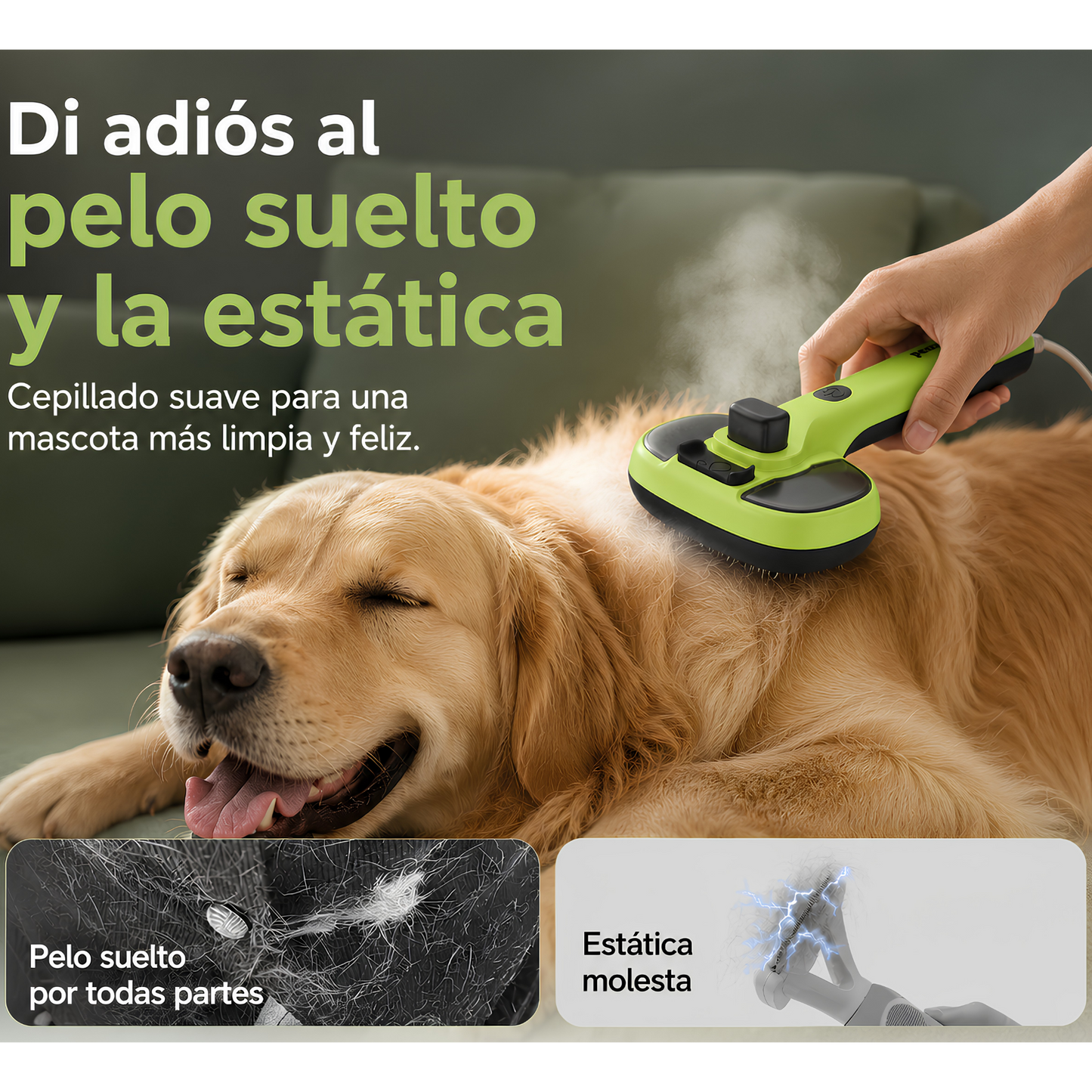 Cepillo de vapor 5 en 1 para perro y gato.